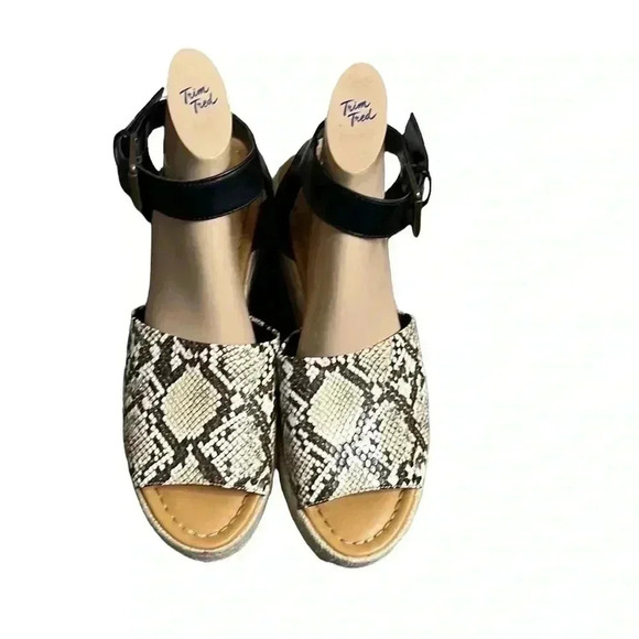 American Eagle Outfitters Snakeskin Espadrille Platform Sandals Size 10 - Picture 3 of 9